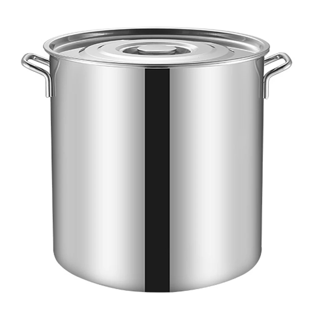 Commercial Stainless Steel Soup Bucket With Lid Pot Large Capacity School Kitchen Restaurant Hotel Barrel Cookware Cooking | Дом и сад