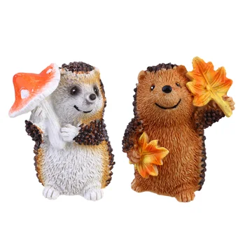 

2PCS Hedgehog Adornment Cartoon Hedgehog Adornment Lifelike Potted Ornament Resin Hedgehog Desktop Ornament Microlandscape Anima