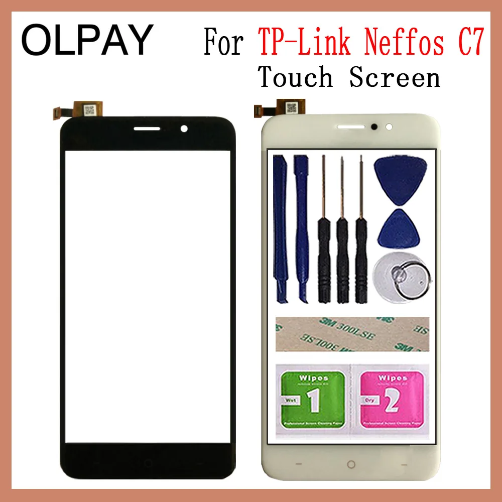 OLPAY 5," мобильный сенсорный экран сенсор для TP-Link Neffos C7 сенсорный экран дигитайзер Передняя стеклянная панель инструменты Бесплатный клей+ салфетки
