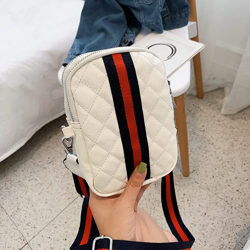 

Mobile Phone Bag Bag Women's 2019 New Style Multi-color Stripe Versatile Shoulder Bag Wide-Strap Fashion Casual Shoulder Bag