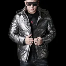 Зимний мужской пуховик уличная теплая плотная куртка Снежная Светоотражающая Парка мужская теплая верхняя одежда-белая мужская куртка-пуховик