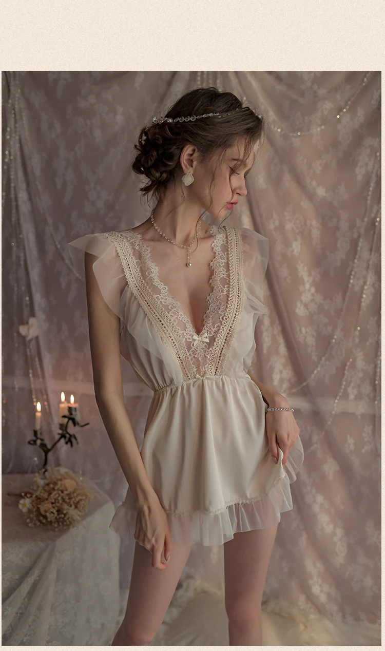 lace silk night dress