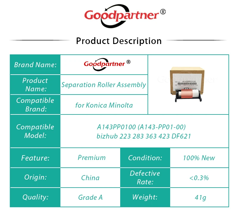Embutido de Rolo de Separação para Konica Minolta Bizhub 223 283 363 423 Df621 5x - Imagem 2