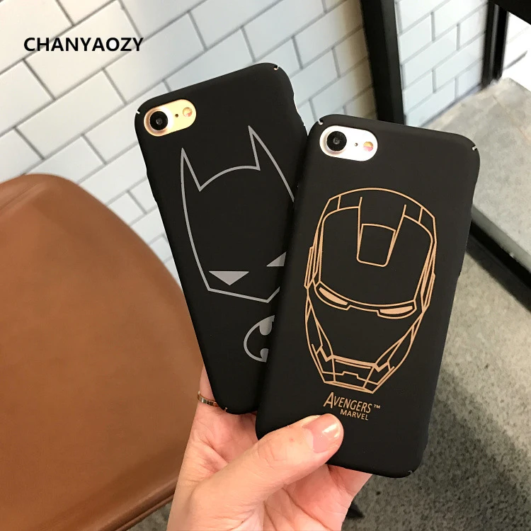 

Marvel Batman iron Man case cover for iphone XR XS XS MAX 8 8 7 6 S plus hard fitted plastic luxury Couple phone cover