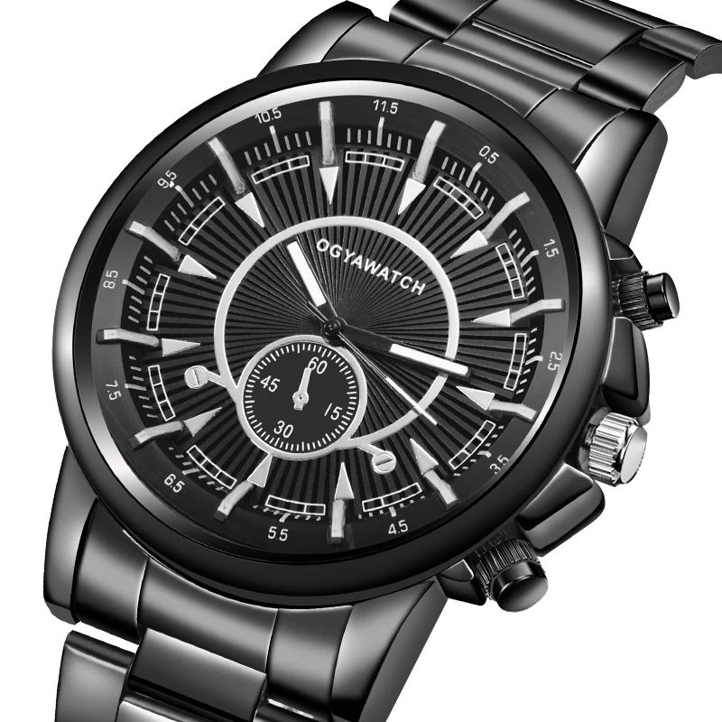 

OGYA Brand Arabic Numerals Chronograph Waterproof Quartz Men Watches Low Price Affordable Stainless Steel Strap Wrist Watch