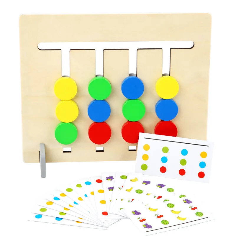 Montessori Toy Double Sided Matching Colors And Fruits Game Logical Reasoning Training Kids Educational Toys Children Wooden Toy