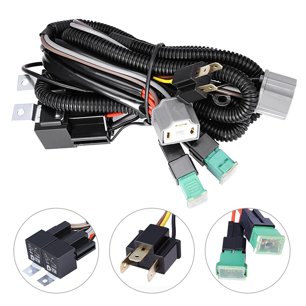 Dual High Low Beam Headlight Relay Wiring Harness H4 9003 With High