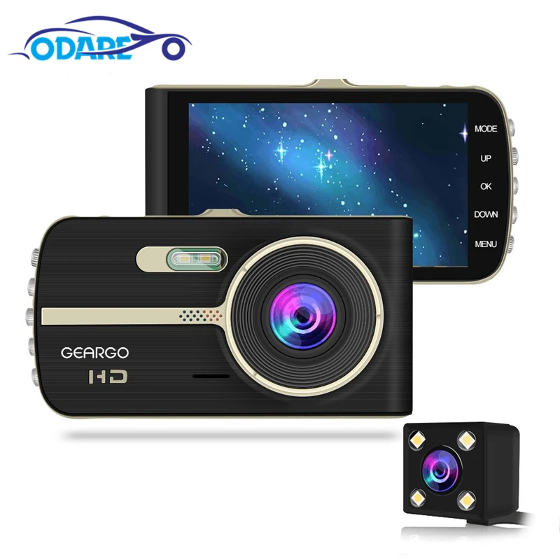 Odare Full HD 1080P 4 0 дюймов ips экран двойной объектив Автомобильный видеорегистратор