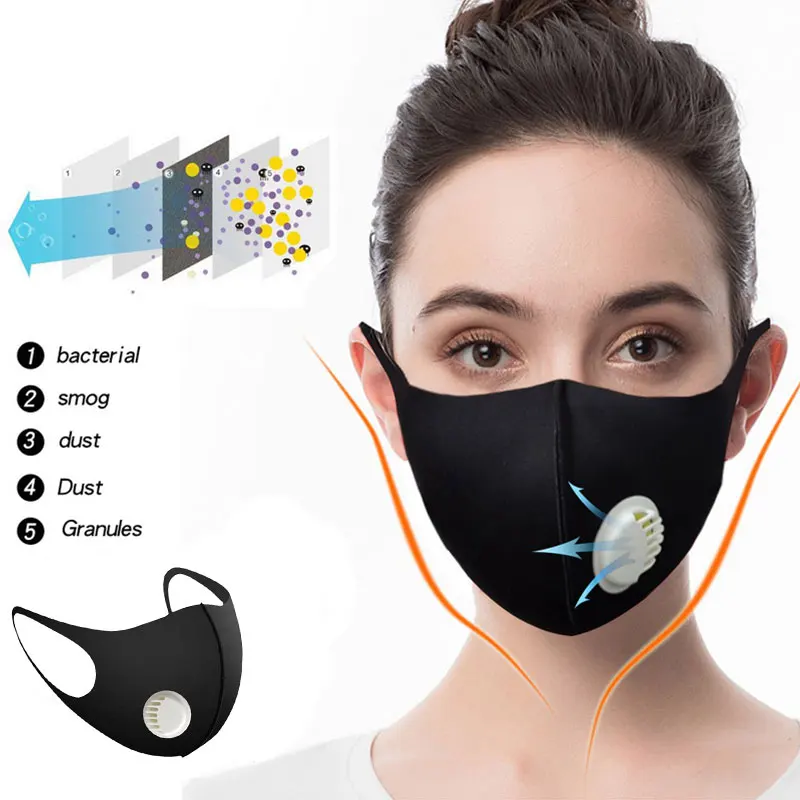 

Black PM2.5 Anti Dust Mask Activated Carbon Filter Hygiene Face Mouth Masks Reusable Mouth Cover Anti Bacterial Maska Men Women