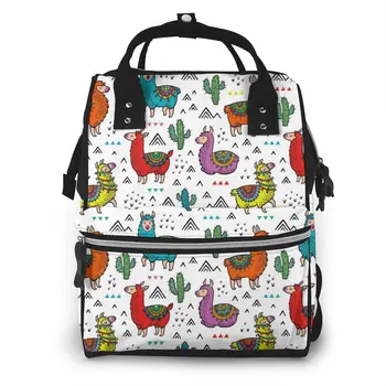 

Mummy Maternity Nappy Bag Llamas Cactuses And Triangles Large Capacity Baby Bag Travel Backpack Nursing Bag for Baby Care