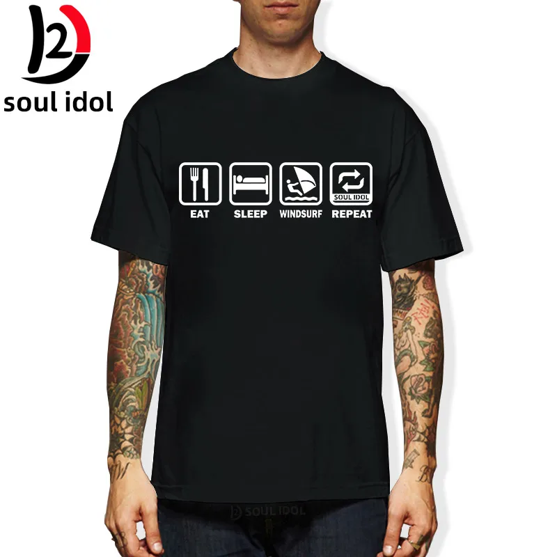 D2 New Brand Clothing T Shirts Eat Sleep Windsurf T shirt Rig Board