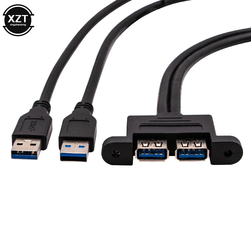 Двойной порт USB3.0 папа-двойной USB 3,0 Женский удлинитель USB3.0 папа-мама панель кабель перегородка кабель-0,3 м