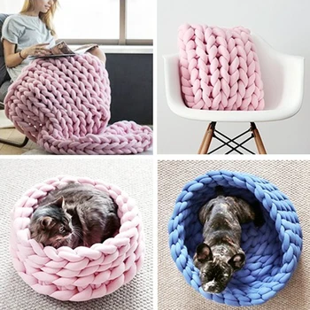 

DIY Arm knitting roving spinning yarn for blanket mat baby bed bumper thick bulk yarn crochet hand knitting soft by yourself