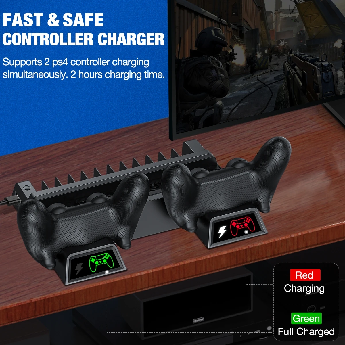 For PS4/PS4 Slim/PS4 Pro Cooling Fan Stand Controllers Charger