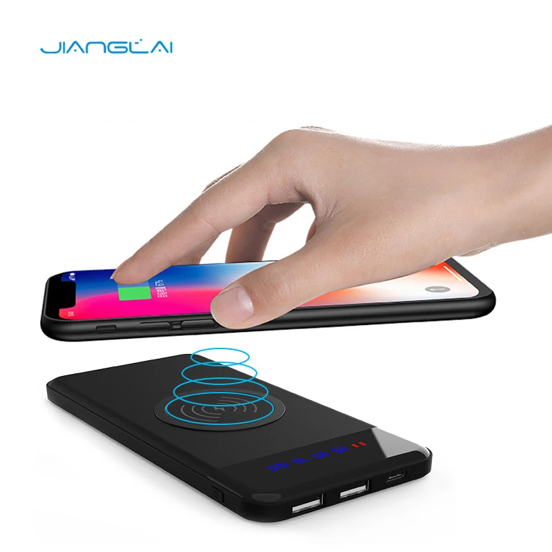 

JIANGLAI Wireless Power Bank 8000 mAh 2A Charging LCD Digital Display Portable Charging Powerbank External Battery For Xiaomi
