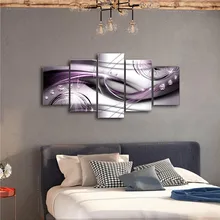 

5*Unframed Modern Purple Canvas Painting Wall Art Morden Single Line Painting Home Decor Picture Decor