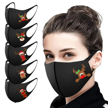 

5PCS Adult Unisex Face Mask Breathing Black 3D Mouth Cover mascarilla mondkapjes Christmas Face Masks Washable Ear loop masques