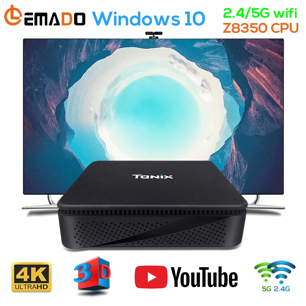 LEMADO TX85 Мини ПК Windows 10 для Intel Atom X5-Z8350 TV Box 4G 64G память 2 + 5 8G двойной Wifi телеприставка