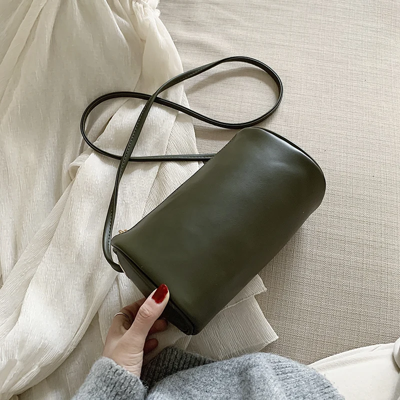 

Crossbody Bags For Women Leather Messenger Bag Solid Color Vintage Small Shoulder Bag For Female Travel Purse Mini Cylinder