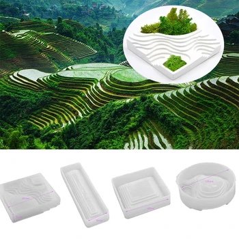 

4Pcs Terrace Landscape Resin Silicone Mold Terrace Ashtray Storage Tray Mold Kit X7YA