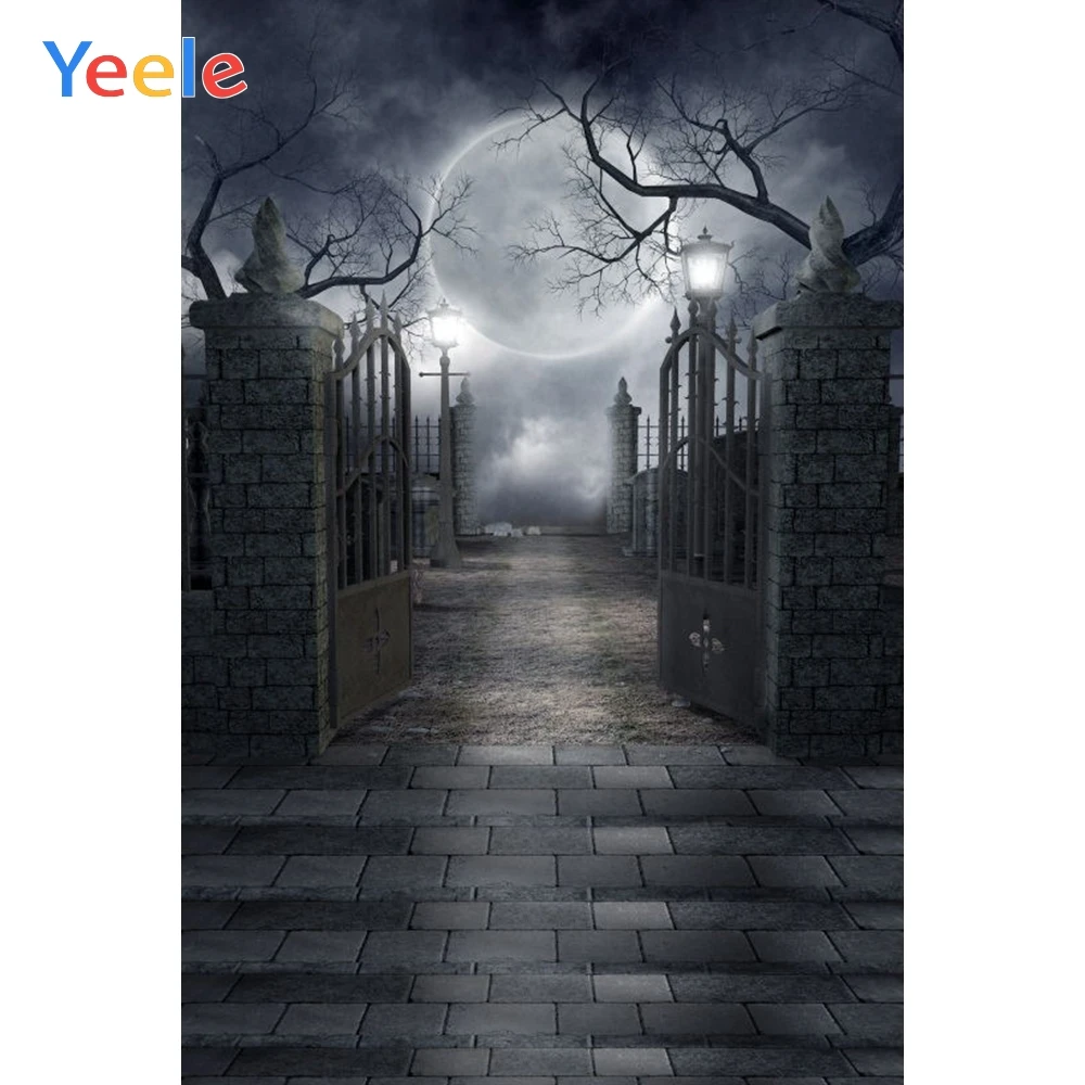 

Yeele Halloween Backdrop Forest Gate Night Tomb Moon Photocall Photophone Custom Vinyl Photography Background For Photo Studio