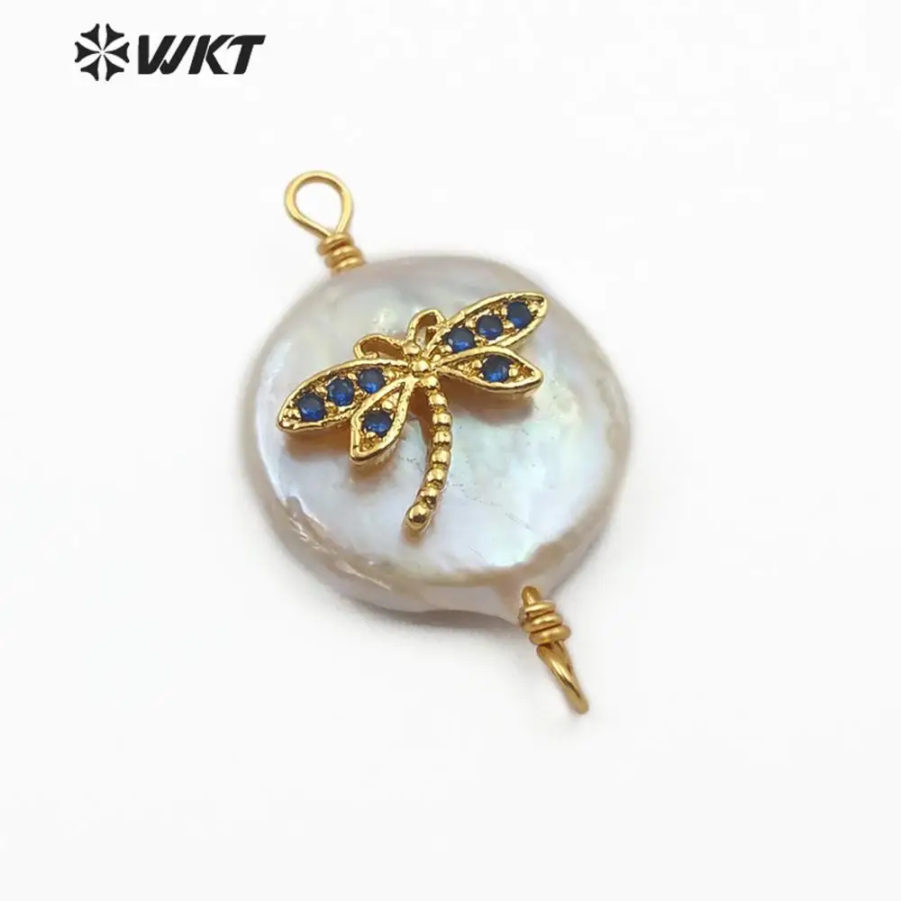 WT MC276 двойные золотые кольца Корпус соединителя Стрекоза бабочка форма cz