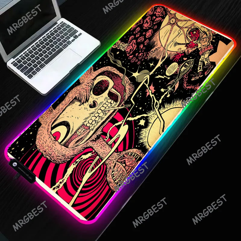 

RGB Gaming Mouse Pad Upgrade 90X40cm Large Glowing Extended Rabbit Skull Mouse-pad Gaming Keyboard Pad Anti-Slip Rubber Base