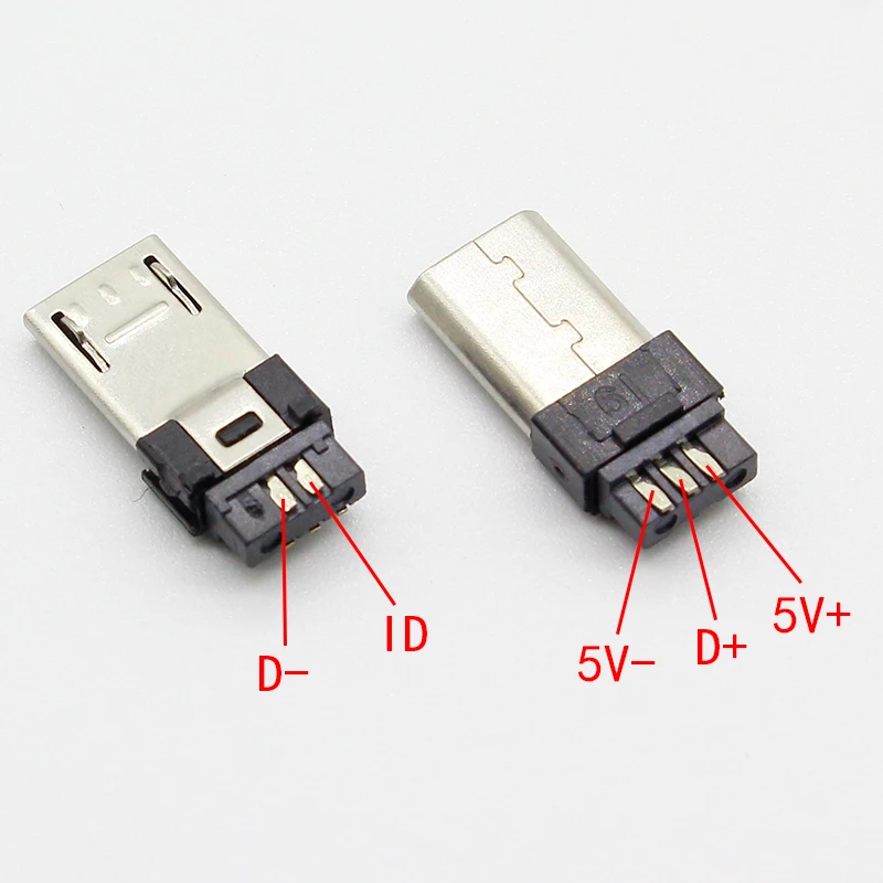 10 шт. Micro USB 5PIN сварочный Тип штекерные разъемы зарядное устройство 5P USB хвост разъем для зарядки 4 в 1 белый черный