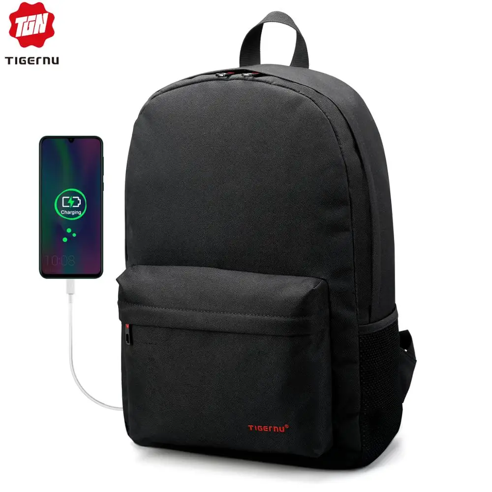 Продажа Новый Tigernu Марка мужская Школа Рюкзак 14 дюймов Ноутбук Рюкзак Женщины рюкзак с USB Зарядки Школьные Сумки для подростков Девочек Мальчик