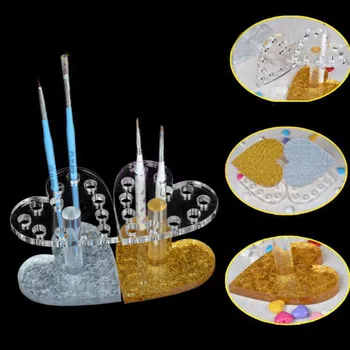 

Professional Heart Round Shaped 12 Holes Acrylic Gel Nail Brush Pen Holder Rest Stand Display Tools