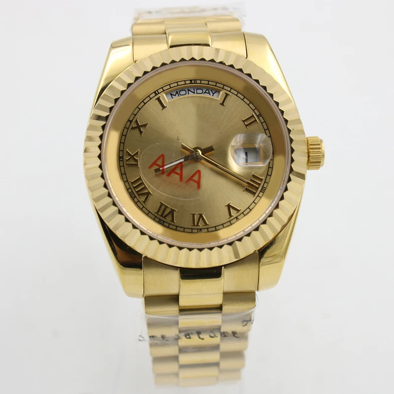 

2019 mens watch yellow gold Stainless steel strap watch Daydate Automatic movement mens Watches