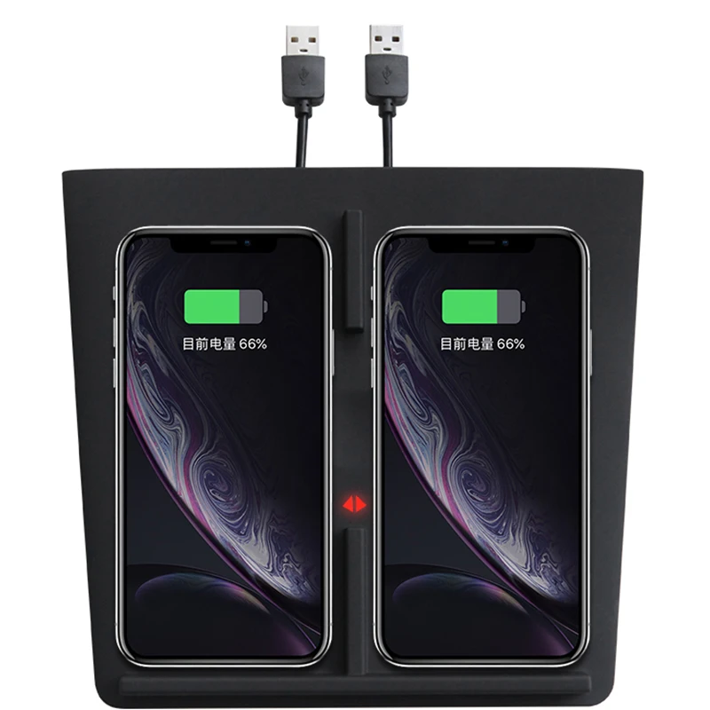 Беспроводное зарядное устройство для Tesla Model 3 из углеродного волокна ABS с двумя USB
