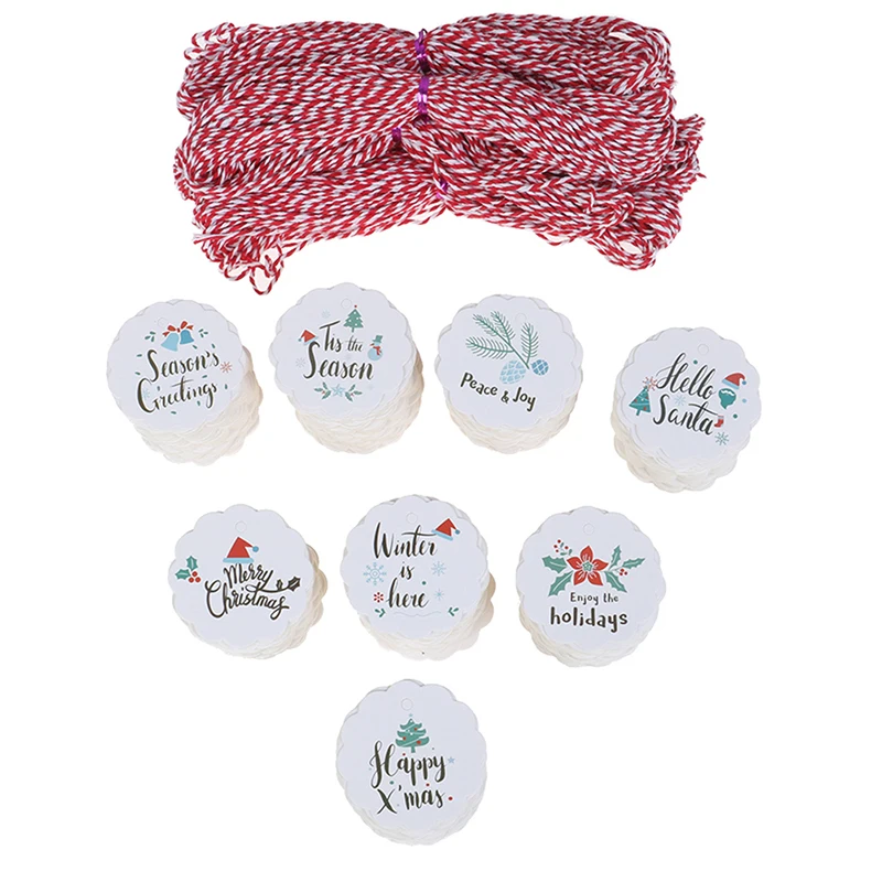

100PCS Multi Style Merry Christmas Paper Tags DIY Craft Label For Christmas Party Note Hang Tag Handmand Gift Wrapping Supplies