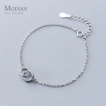 

Modian Fashion Geometric Round Bracelet for Women Authentic 925 Sterling Silver Simple Bracelet of Anklet Fine Jewelry Gift