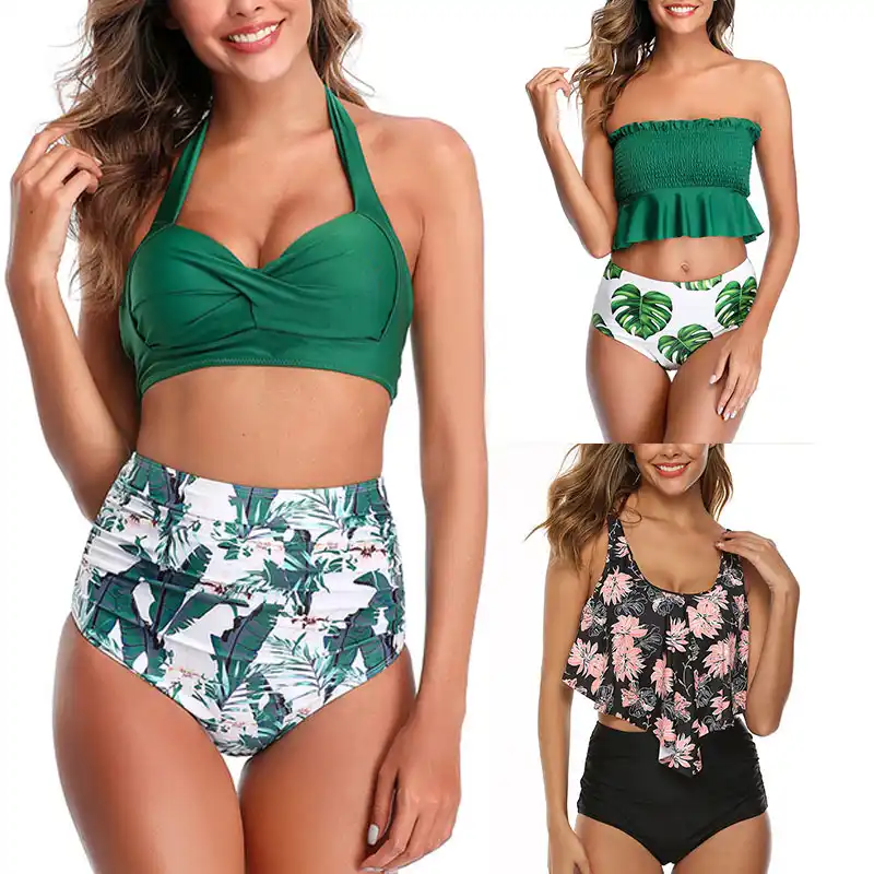 ruffle halter top swimsuit