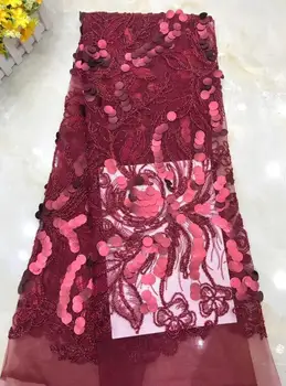 

Nigerian french net Lace Cyndi-12.4108 Embroidered Cord Lace Fabric with full beads for bridal dress