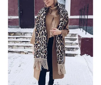 

Brown Poncho Leopard Femme Women Winter Blanket Scarf Warm Soft Cashmere Thicken Long Ladies Tassel Scarves Poncho2019 new