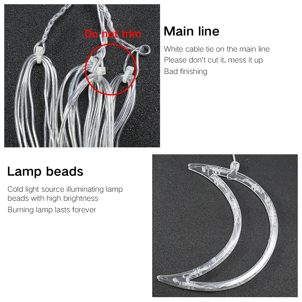 3,5 м Луна Звезда Светодиодная лента украшение Рождественские огни Праздничная световая завеса лампа свадебный неоновый фонарь 220 в сказочный свет