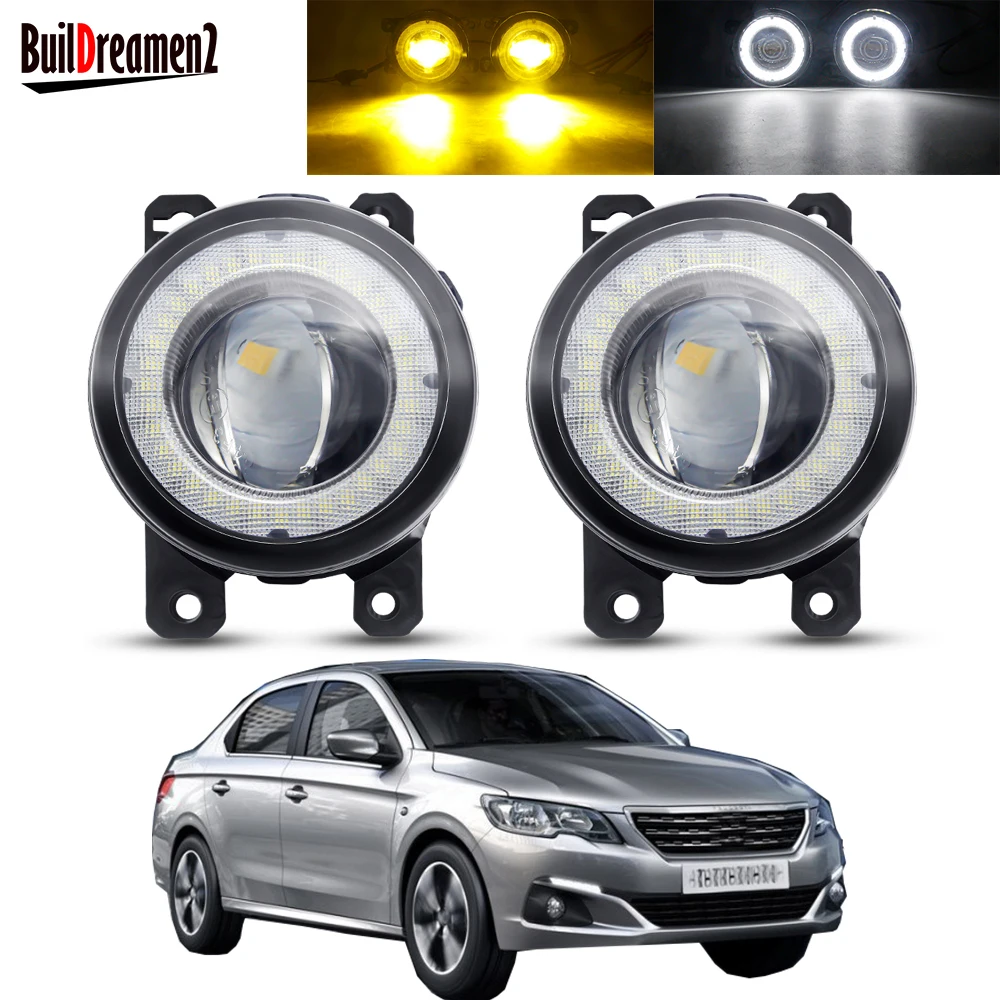 

2 Pieces Angel Eye Fog Light Assembly For Peugeot 301 2012-2018 Car LED Lens DRL Fog Daytime Running Lamp 30W 3000LM 12V
