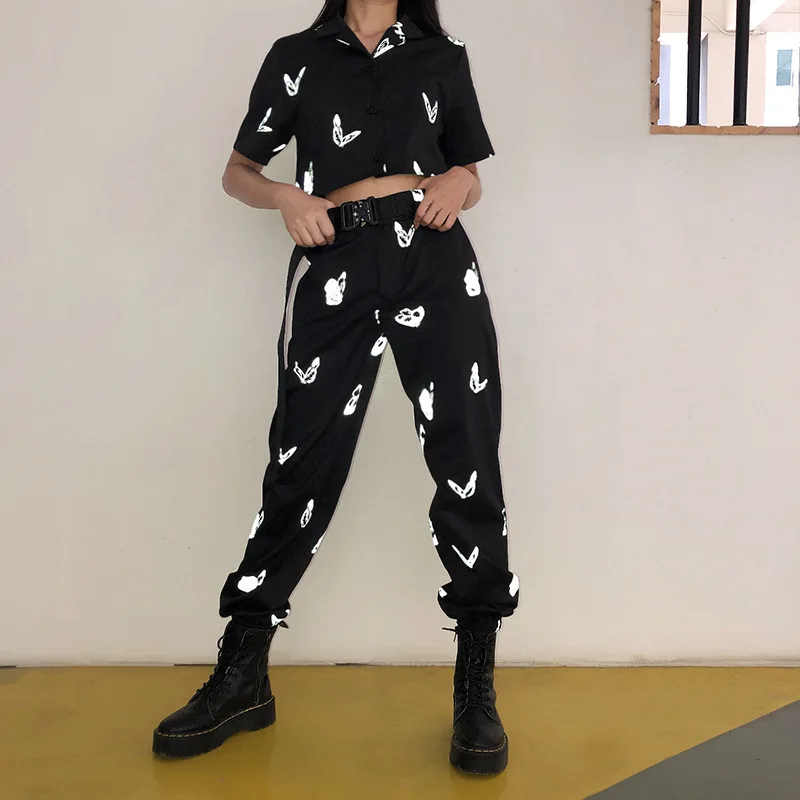 NCLAGEN Reflective Butterfly Print Harem Pants High Waist Casual Trousers Women Pant 2020 Loose Joggers Sweatpants Streetwear NCLAGEN Reflective Butterfly Print Harem Pants High Waist Casual Trousers Women Pant 2020 Loose Joggers Sweatpants Streetwear