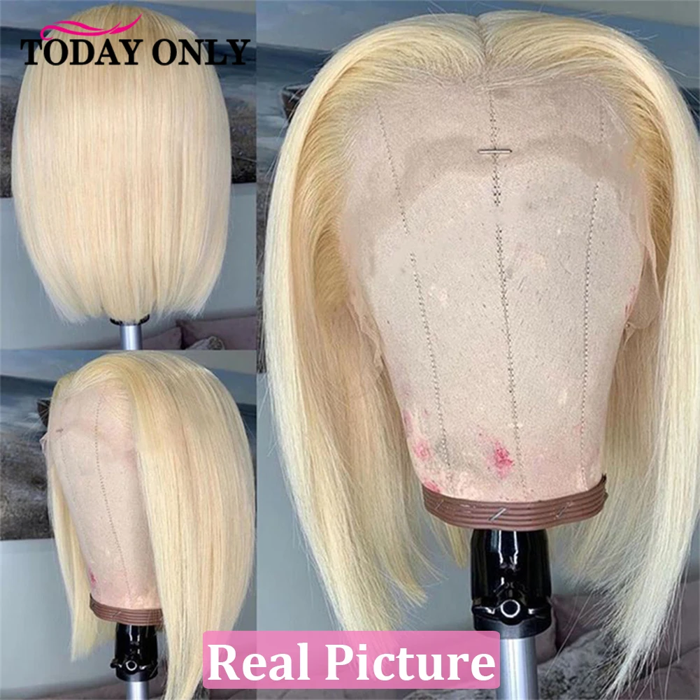 613 Blonde Bob Wig 13x4 HD Lace Front Wig Brazilian Bone Straight Lace Front Human Hair Wigs For Women HD Transparent Lace Wig