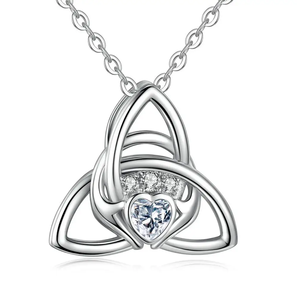 Ангел звонящий 925 пробы Серебряный Кельтский Узел Claddagh кулон ожерелье удачи