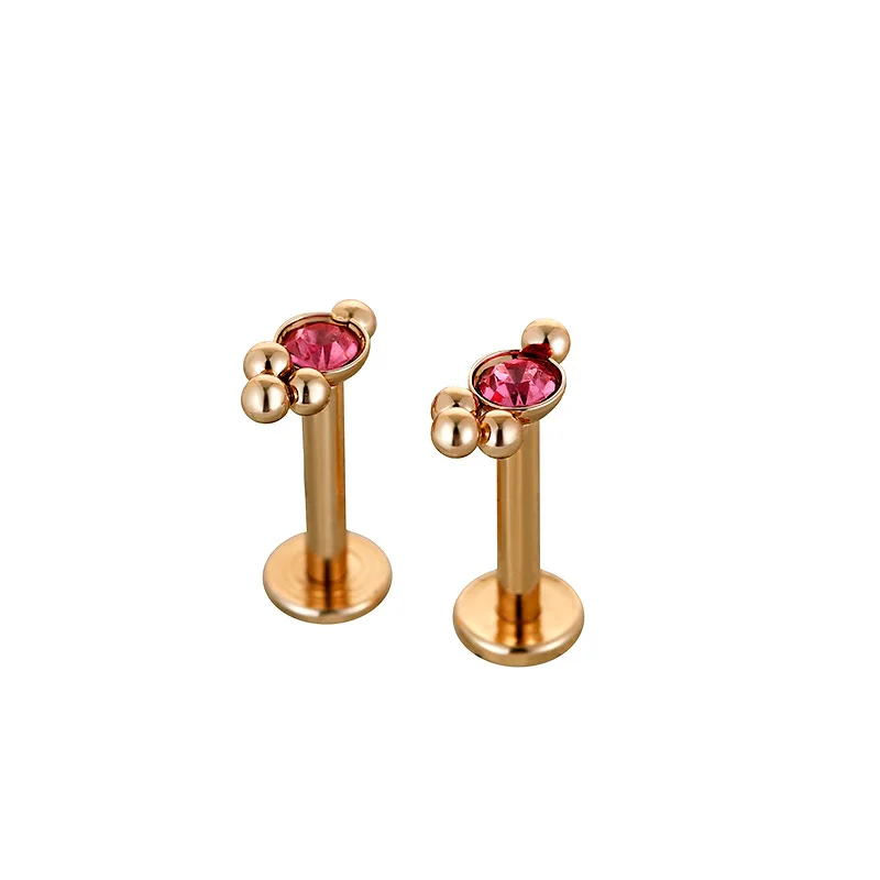 2Pcs Surgical steel 16G Cartilage Tragus Helix Daith Ear Piercing Earring women Cluster Flower Internally Thread Labret Lip Ring - Image 4