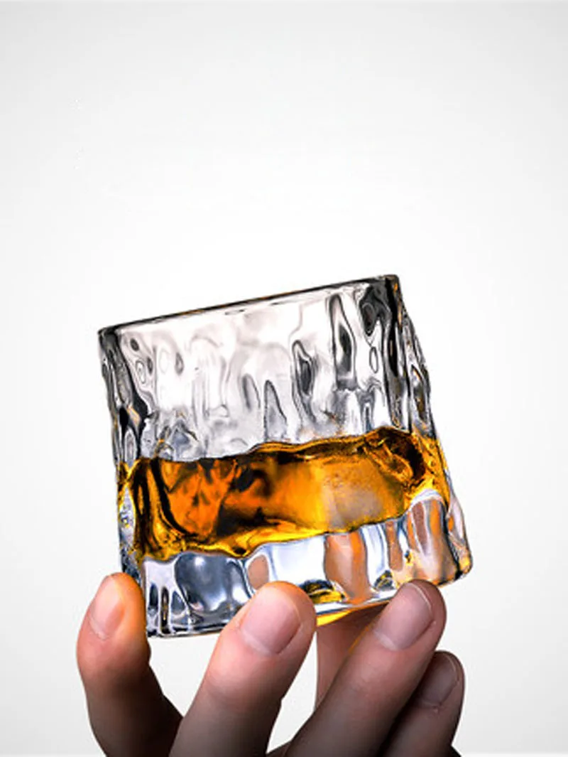 Glacier Tumbler glass Crystal  creative plum fruit  rotating whiskey  ocean glass