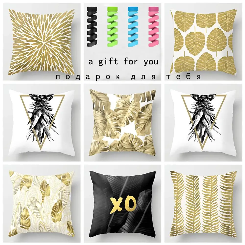 cheap Home Textile Cushion Cover Geometric Nordic pillow cover 45*45 Polyester Cushion Case Sofa Bed Home decor Living Room with gift