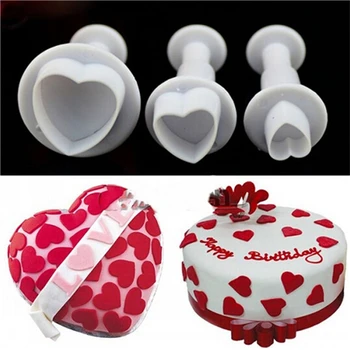

3pcs Various Love Heart Shape Silicone Cake Mold , Baking Silicone Mould For Soap Cookies Fondant Cake Tools Cake Decorating