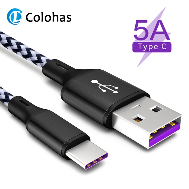 

5A Super Fast USB C Cable for Huawei P30 P20 Lite Xiaomi Mi 9 Quick Charge 3.0 USB Type C Charging Cable for Samsung S8 S10 S9