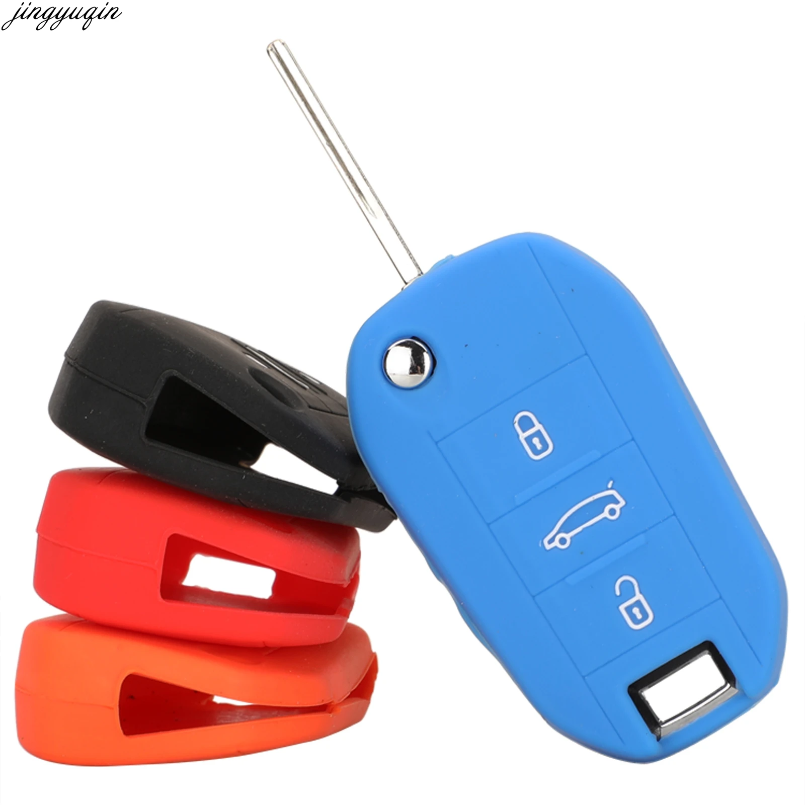 Jingyuqin Remote 3 Buttons Silicone Case Folding Car Key Case Cover for Citroen C4L CACTUS C5 C3 C6 C8 Picasso Xsara Holder