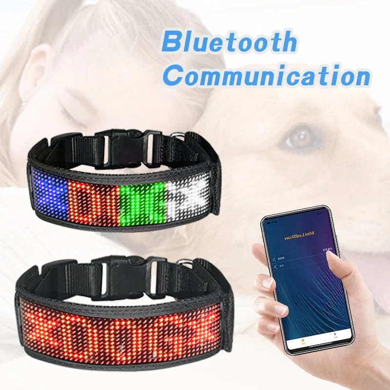 New Bluetooth Programmable Waterproof Display Board LED Pet Dog Collar