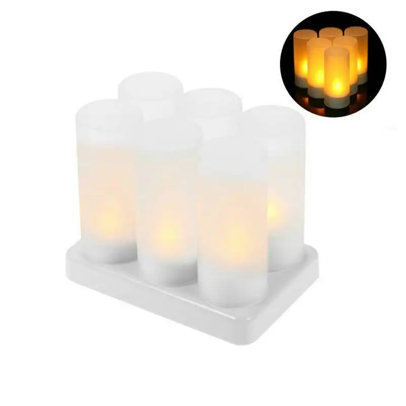 

set of 6 Rechargeable Romantic Led Candles 3D Flame TeaLight Candle lamp 5key Remote controller Waxless Christmas Wedding party